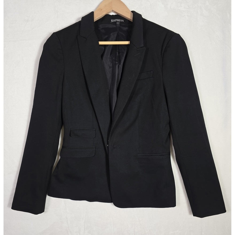 Express Women's Black Blazer Jacket Size 8 Stretch Career Office